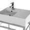 Modern Ceramic Console Sink With Counter Space and Chrome Base, 24